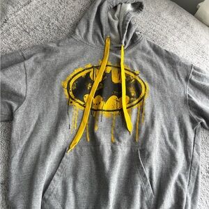 Gray Hoodie with Yellow Batman Logo